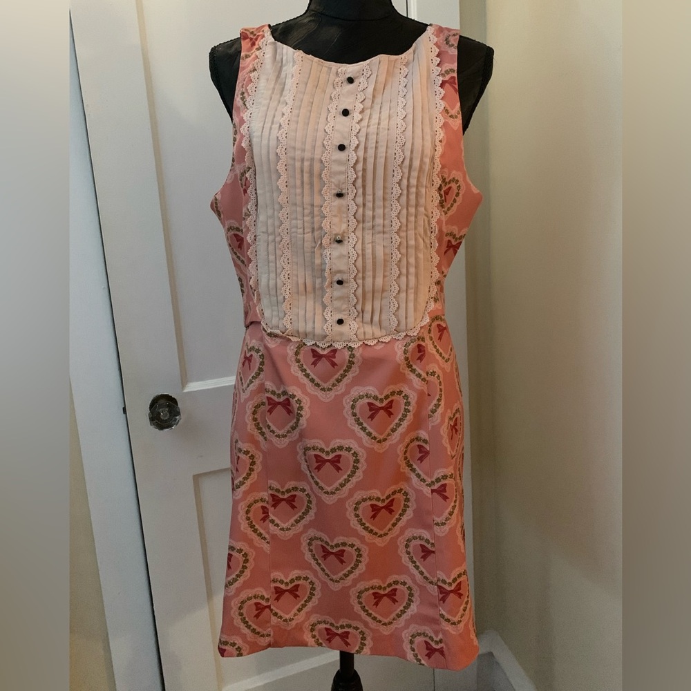 SOLD - Pink Heart Patterned Sleeveless Dress by Kimchi Blue